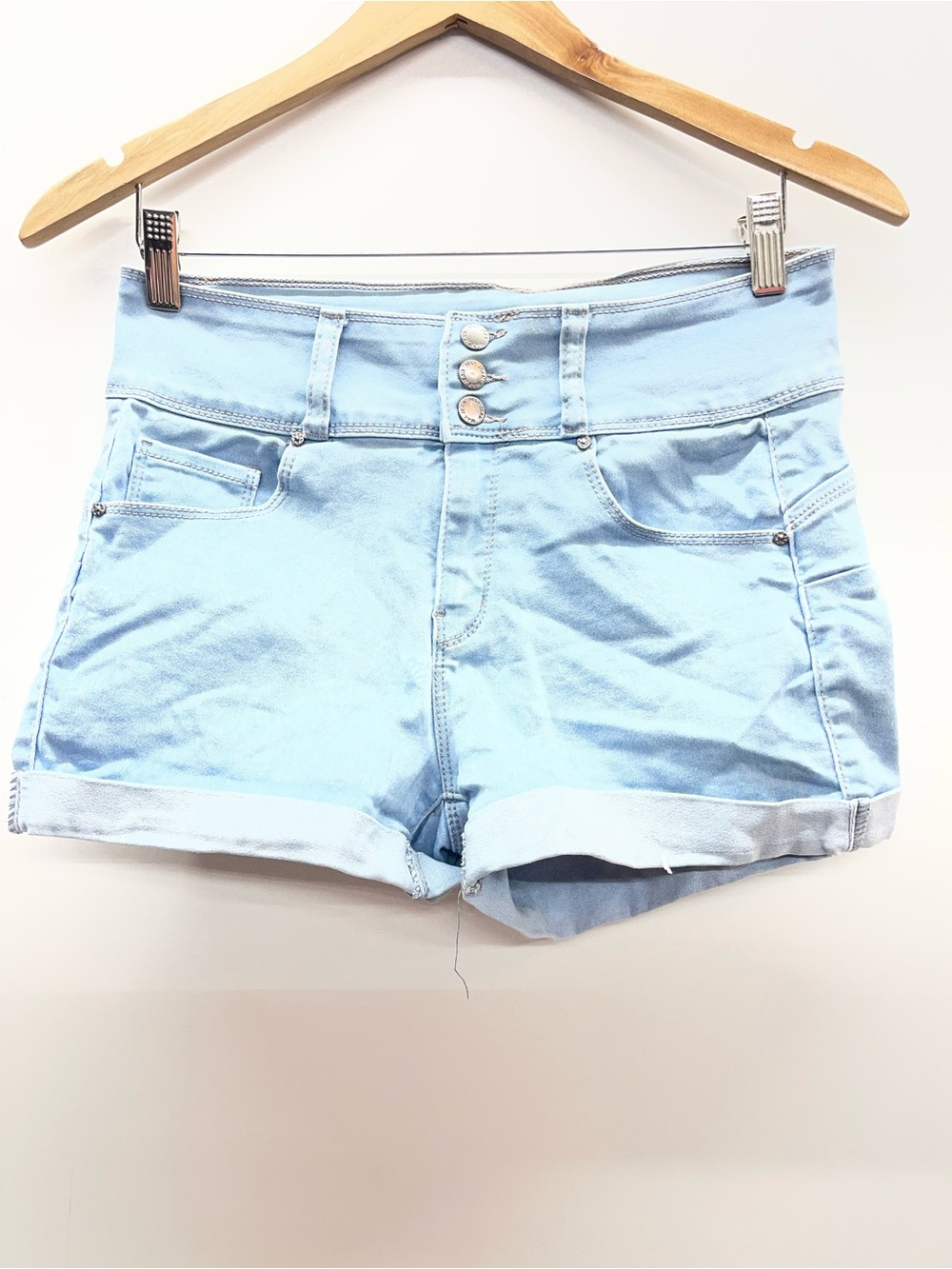 Wax Jeans High-Rise Light Blue‎ Denim Shorts